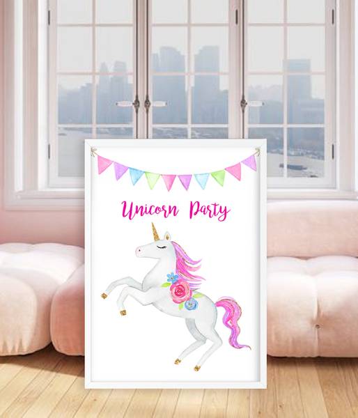 Постер для праздника c единорогом "Unicorn Party" 2 размера (041114) 041114 фото