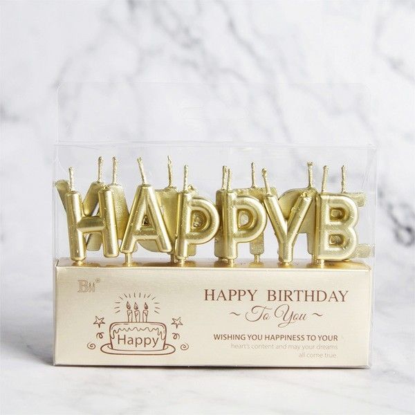 Свічки для торта золоті Happy Birthday CANDLES-1 фото