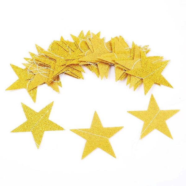 Бумажная гирлянда "Золотые звезды с глиттером" 4 метра (M20700) M20700 фото