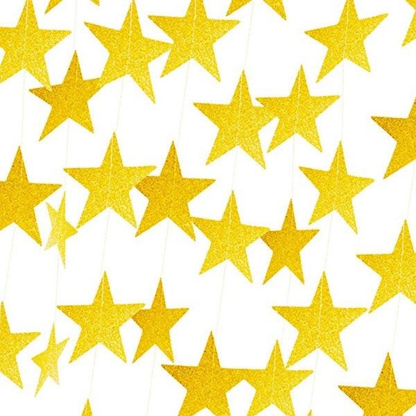 Бумажная гирлянда "Золотые звезды с глиттером" 4 метра (M20700) M20700 фото