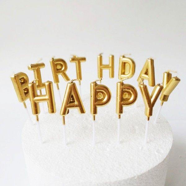 Свечи для торта золотые "Happy Birthday" CANDLES-1 фото