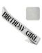 Стрічка через плече на день народження "Birthday Girl" срібляста з глітером (50-210) 50-210 фото 3