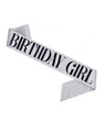 Лента через плечо на день рождения "Birthday Girl" серебрянная с глиттером (50-210)