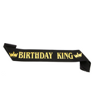 Стрічка через плече на день народження чоловіка Birthday King чорно-золота 50-215 фото
