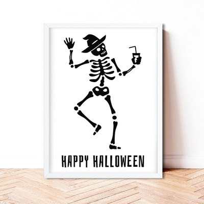 Декор-постер на Хелловін зі скелетом Happy Halloween 2 розміри (H4097) H4097 фото