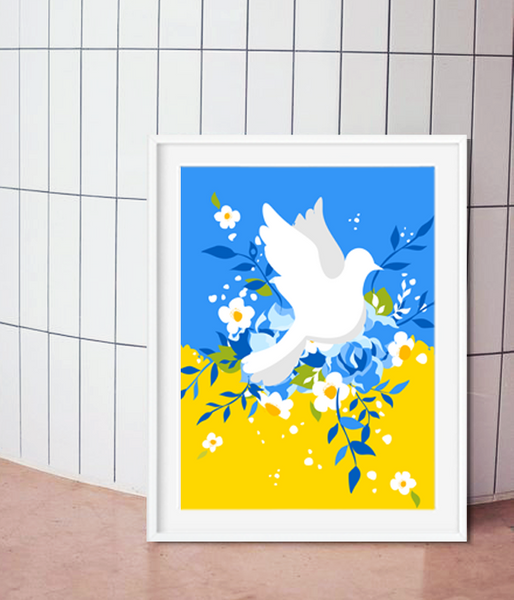 Декор для интерьера - постер с украинской символикой "Голубь мира" 2 размера (021147) 021147 (А3) фото