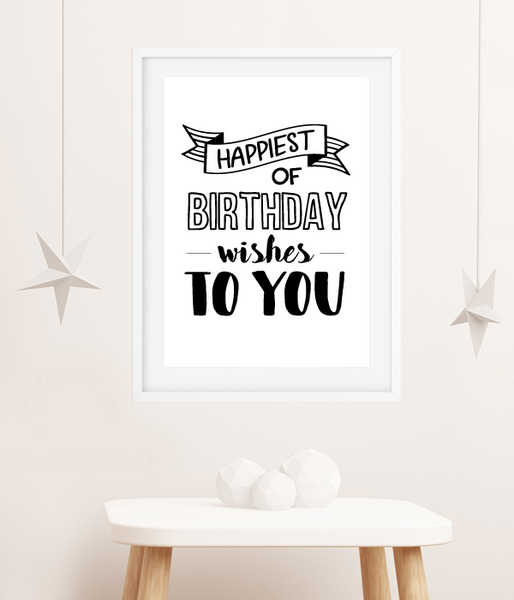 Постер на день рождения "Happiest of Birthday wishes to you" 2 размера (02105) 02105 (A3) фото
