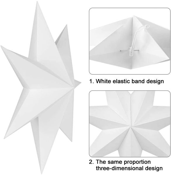 3D звезда картонная белая 1 шт 60 см (H072) H072 фото