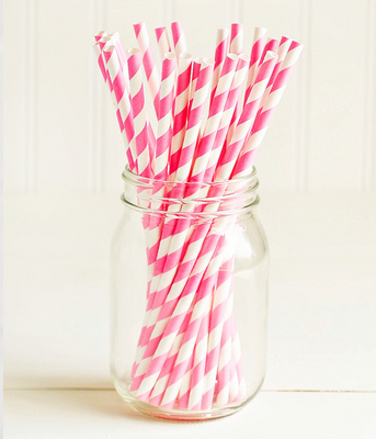 Бумажные трубочки "Pink white stripes" (10 шт.) straws-40 фото