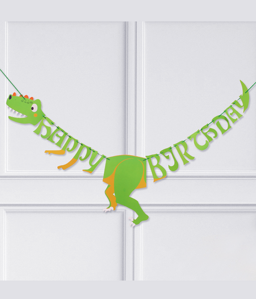 Бумажная гирлянда "Happy Birthday" с динозавром 150 cм (D461) D461 фото