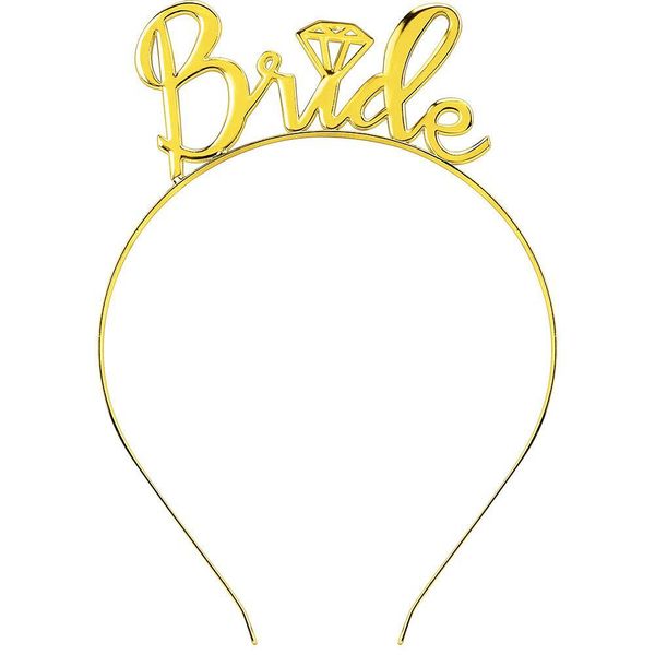 Обруч для невесты "Bride" (пластик, золото) 2020-303 фото
