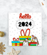 Веселая детская новогодняя открытка з пингвинами "Hello 2024" (0434007) 0434007 фото 3