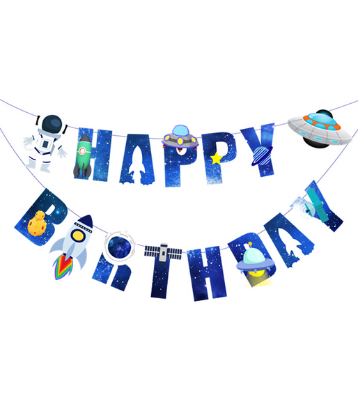 Гирлянда-буквы "Happy Birthday" в стиле космос (061341) 061341 фото