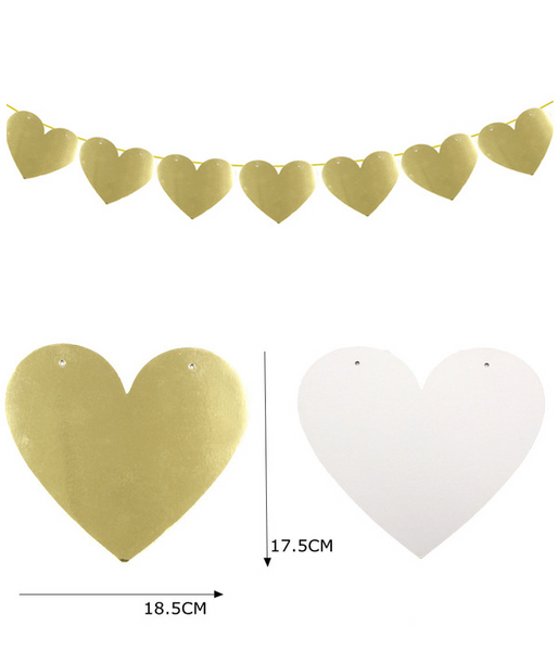 Бумажная гирлянда из сердечек "Gold Hearts" (12 БОЛЬШИХ сердечек) VD-502 фото