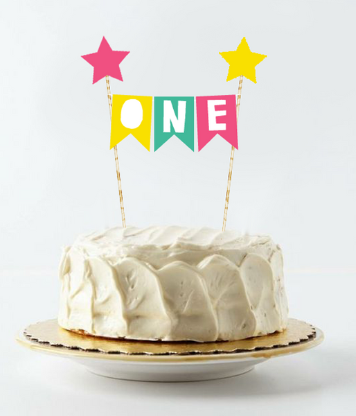 Топпер для торта на 1 год "ONE" 01689 фото
