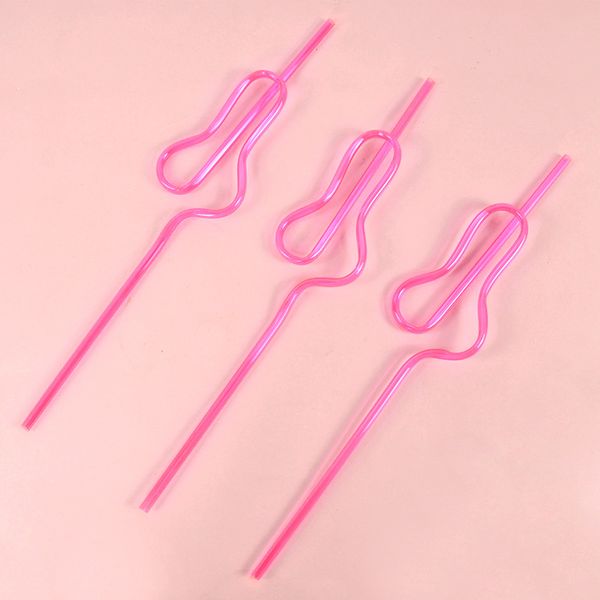 Пластиковая трубочка с пенисом на девичник розовая 1 шт (H-540) H-540 фото