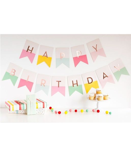 Паперова гірлянда на день народження "Happy Birthday" (P12) P12 фото