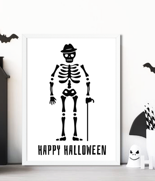 Постер для інтер'єру на Хелловін зі скелетом Happy Halloween 2 розміру (H4099) H4099 фото