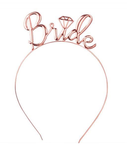 Обруч для невесты "Bride" из металла розовое золото (B224) B224 фото