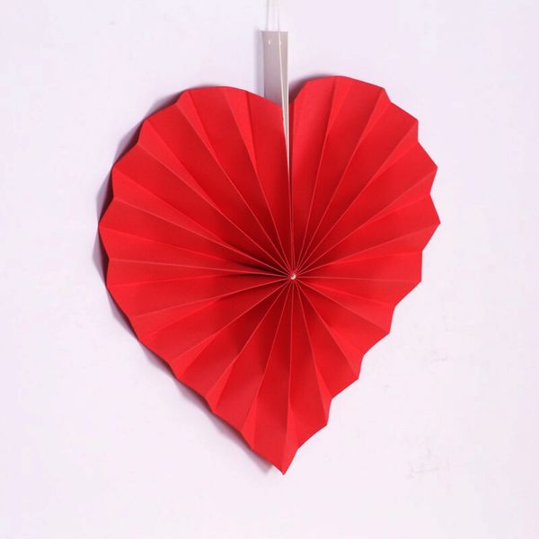 Бумажные вееры в виде сердец на День Влюбленных (набор 3 шт.) VD-010 фото