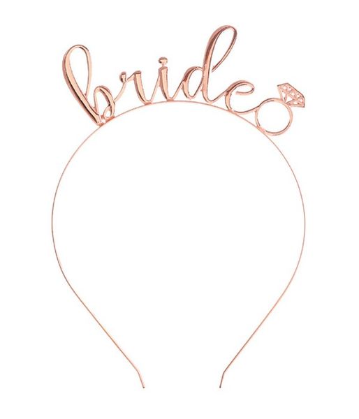 Обруч для невесты "Bride" (металл, розовое золото) B701 фото