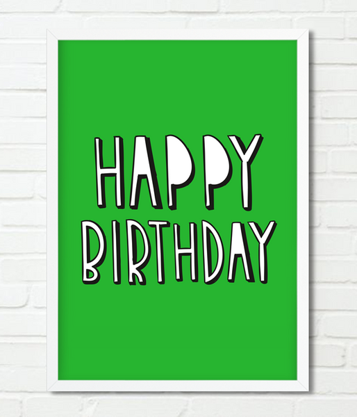 Постер для дня рождения "Happy Birthday" зеленый 2 размера (02102) 02102 фото