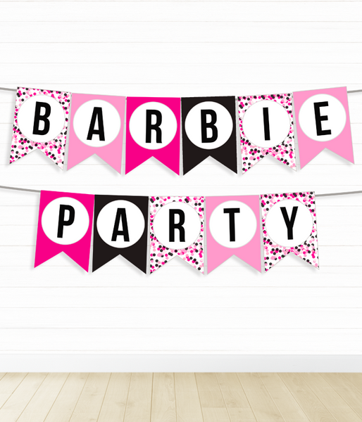 Паперова гірлянда "Barbie Party" 10 прапорців (02894) 02894 фото