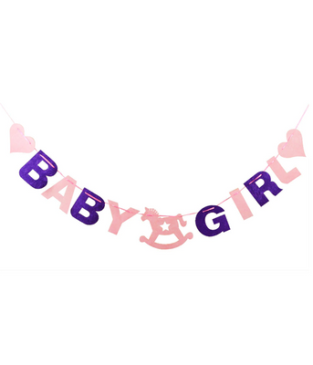 Гирлянда из фетра на Baby Shower "BABY GIRL" 11 элементов (L1032) L1032 фото