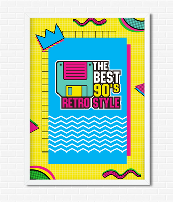 Декор-постер для вечірки в стилі 90-х "Back to the 90's" 2 розміри (04211) 04211 (А4) фото