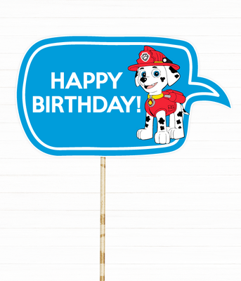 Табличка для фотосессии "Happy Birthday!" в стиле Щенячий Патруль с Маршалом (03334) 03334 фото