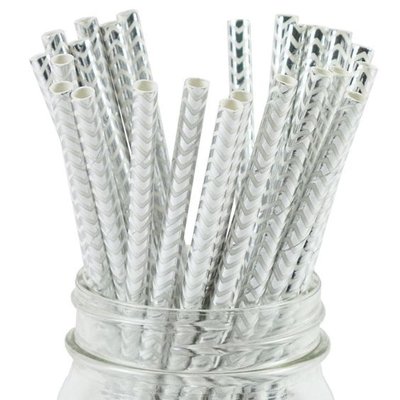Паперові трубочки "Silver chevron" (10 шт.) straws-06 фото