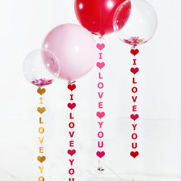 Бумажная гирлянда на День Святого Валентина I love you (золотая) VD-360 фото