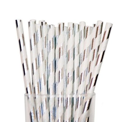 Паперові трубочки "Silver white stripes" (10 шт.) straws-55 фото