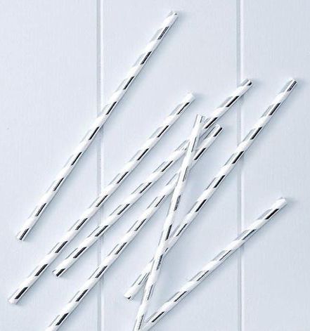 Паперові трубочки "Silver white stripes" (10 шт.) straws-55 фото