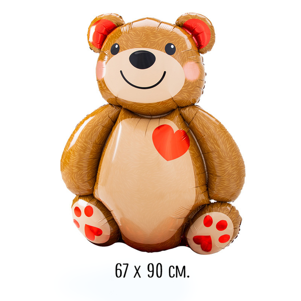 Фольгована повітряна кулька Ведмідь на День Закоханих 67х90 см (VD-71101) VD-71101 фото