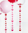 Бумажная гирлянда на День Святого Валентина I love you (красная)