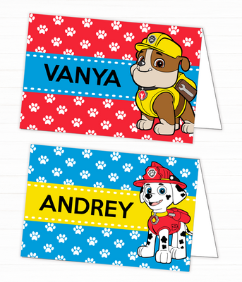 Гостевые карточки для праздника щенячий патруль с персонажами 10 шт (033431) 033431  фото