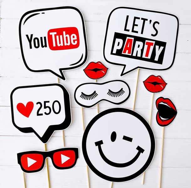 Набір фотобутафорії "YouTube Party" 12 шт (Y52) Y52 фото