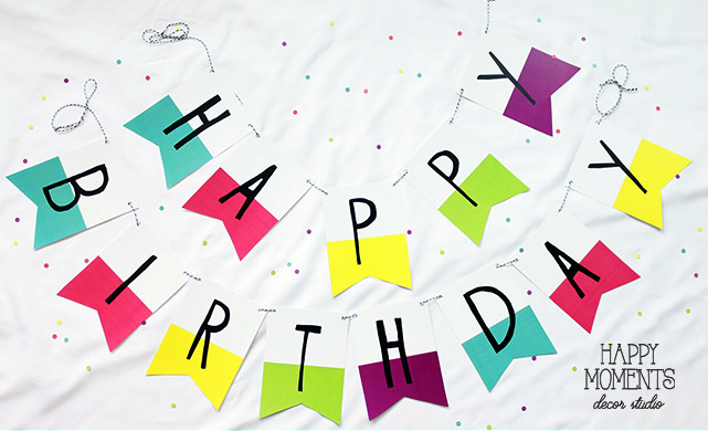 Стильная бумажная гирлянда на день рождения "Happy Birthday!" (02156) 02156 фото
