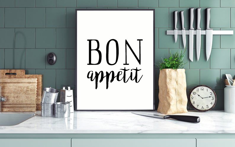 Постер для прикраси кухні "BON appetit" 2 розміри (50-22) 50-22 (A3) фото