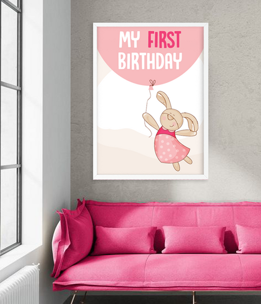 Декор-постер для першого дня народження дівчинки "My first birthday" 2 розміри (06172) 06172 (А3) фото