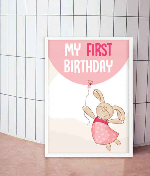 Декор-постер для первого дня рождения девочки "My first birthday" 2 размера (06172) 06172 (А3) фото