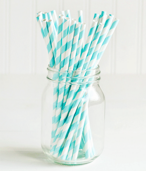 Паперові трубочки "Light blue white srtipes" (10 шт.) straws-30 фото