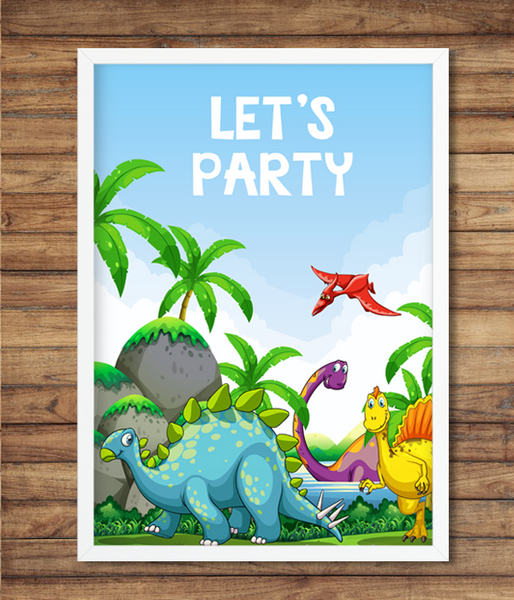 Постер для праздника с динозаврами Let's Party 2 размера (В-86) В-86 (A3) фото