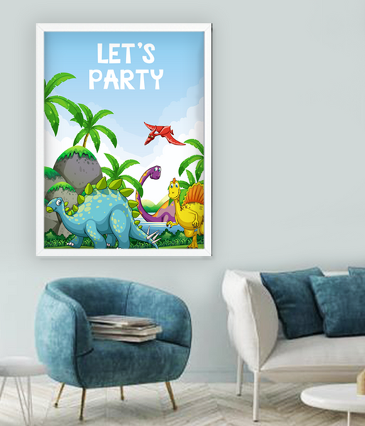 Постер для свята з динозаврами Let's Party 2 розміру (В-86) В-86 (A3) фото