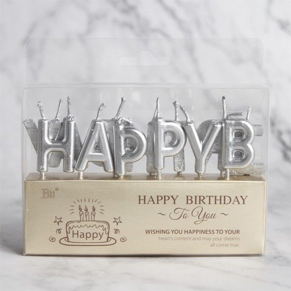 Свечи для торта серебряные буквы "Happy Birthday" (CANDLES-2) CANDLES-2 фото