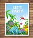 Постер для праздника с динозаврами Let's Party 2 размера (В-86) В-86 (A3) фото 3
