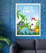 Постер для праздника с динозаврами Let's Party 2 размера (В-86) В-86 (A3) фото 1