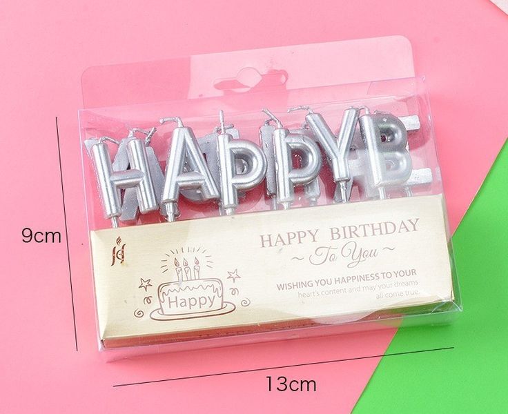 Cвічки для торта срібні літери "Happy Birthday" (CANDLES-2) CANDLES-2 фото