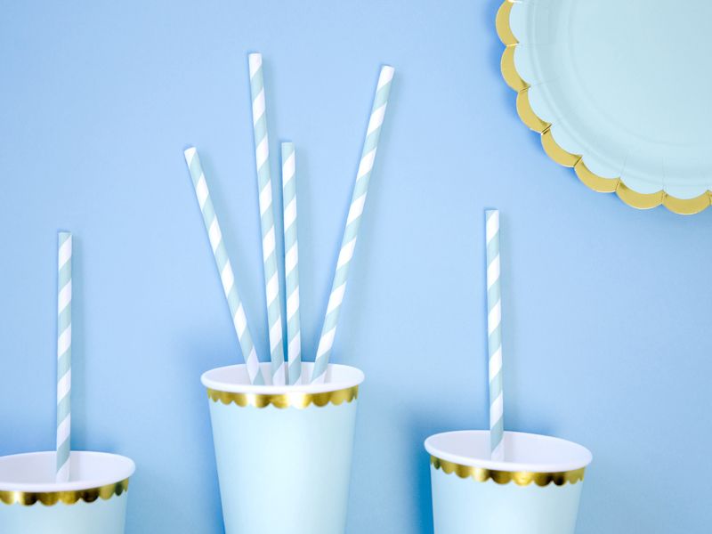 Паперові трубочки "Light blue white srtipes" (10 шт.) straws-30 фото